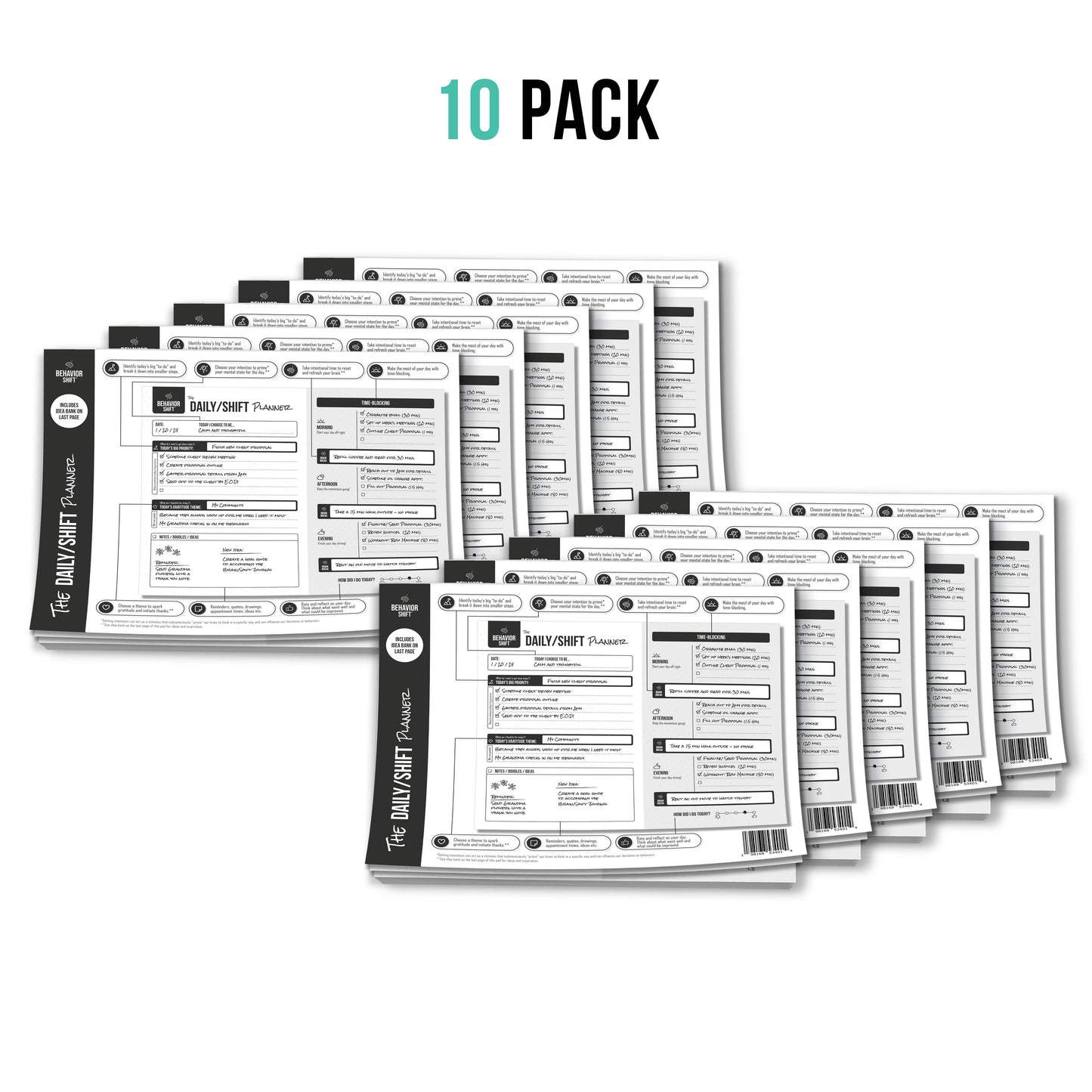 10 Pack Team Bundle & Save | The Daily/Shift 13-Week Tear-off Desktop Planner (FREE SHIPPING)