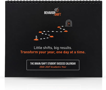 Black Behavior Shift Student Success Calendar cover featuring a path toward a goal and the message, “Little shifts, big results.”