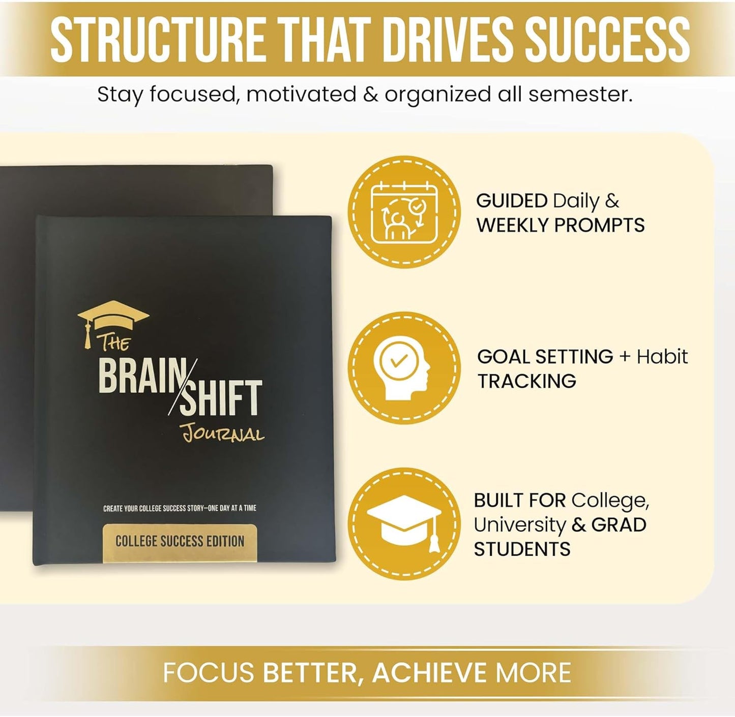 The Brain Shift Journal: College Success Edition | 18 Week Transformational Goal Journal for University & Grad Students