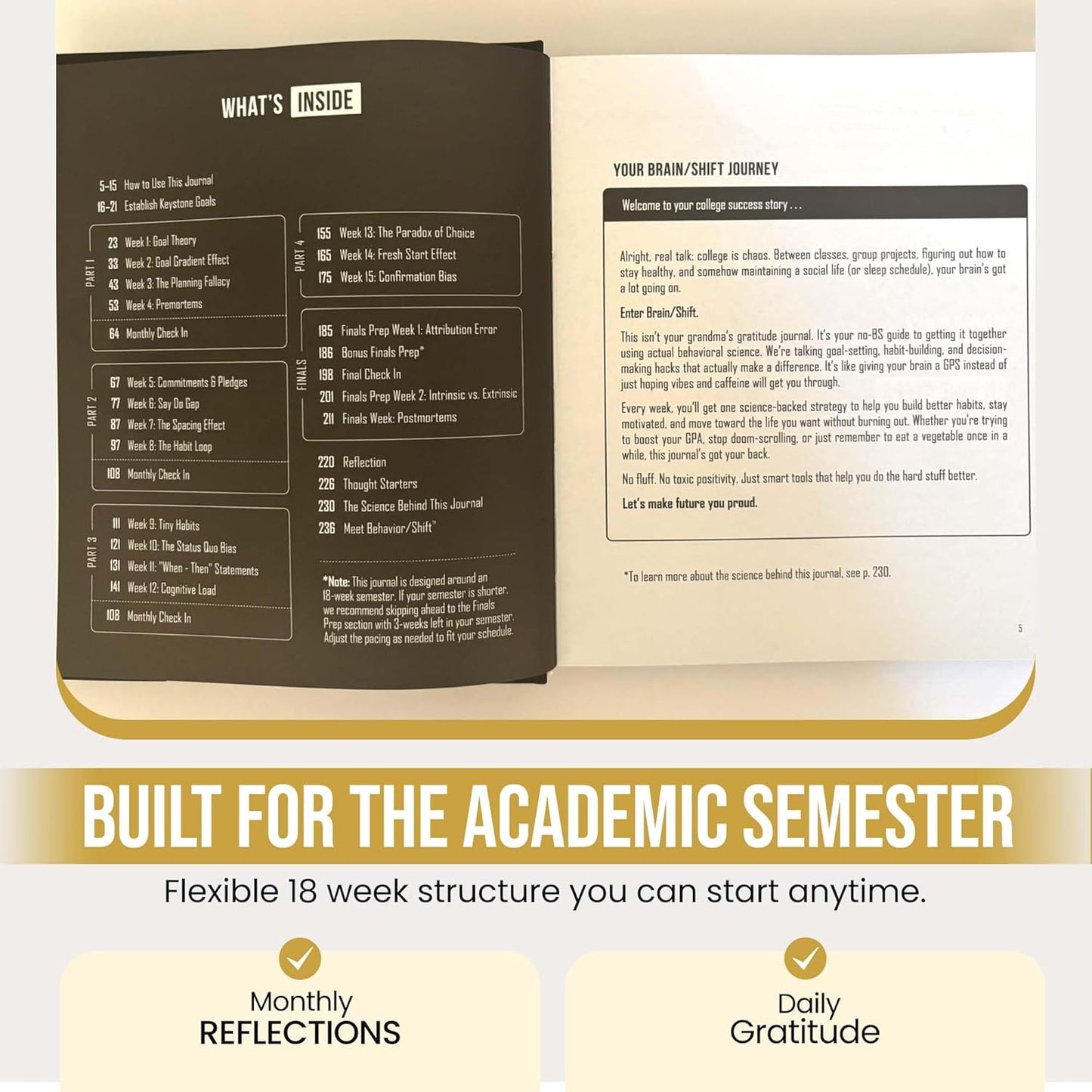 The Brain Shift Journal: College Success Edition | 18 Week Transformational Goal Journal for University & Grad Students