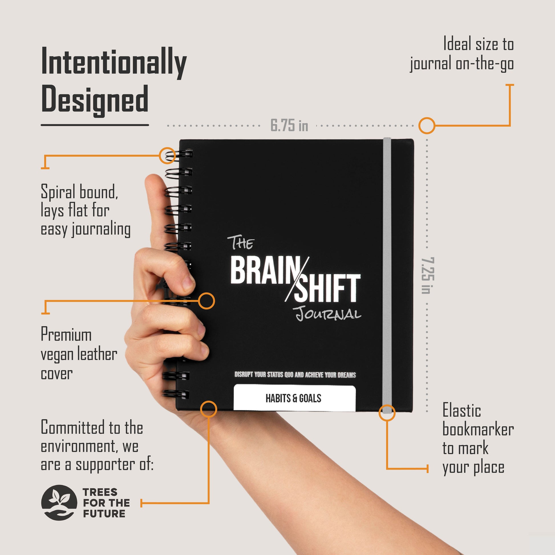 Self-improvement journal for goal-oriented people; top productivity tool using behavioral science and daily tracking