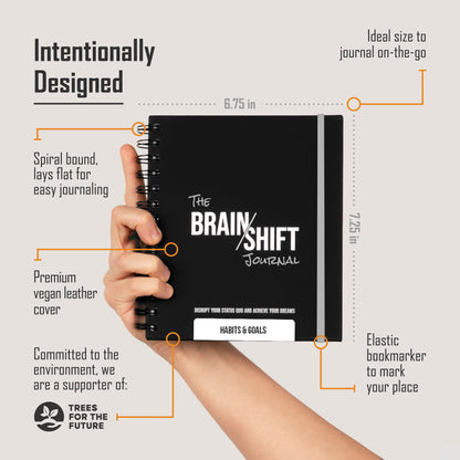 Self-improvement journal for goal-oriented people; top productivity tool using behavioral science and daily tracking