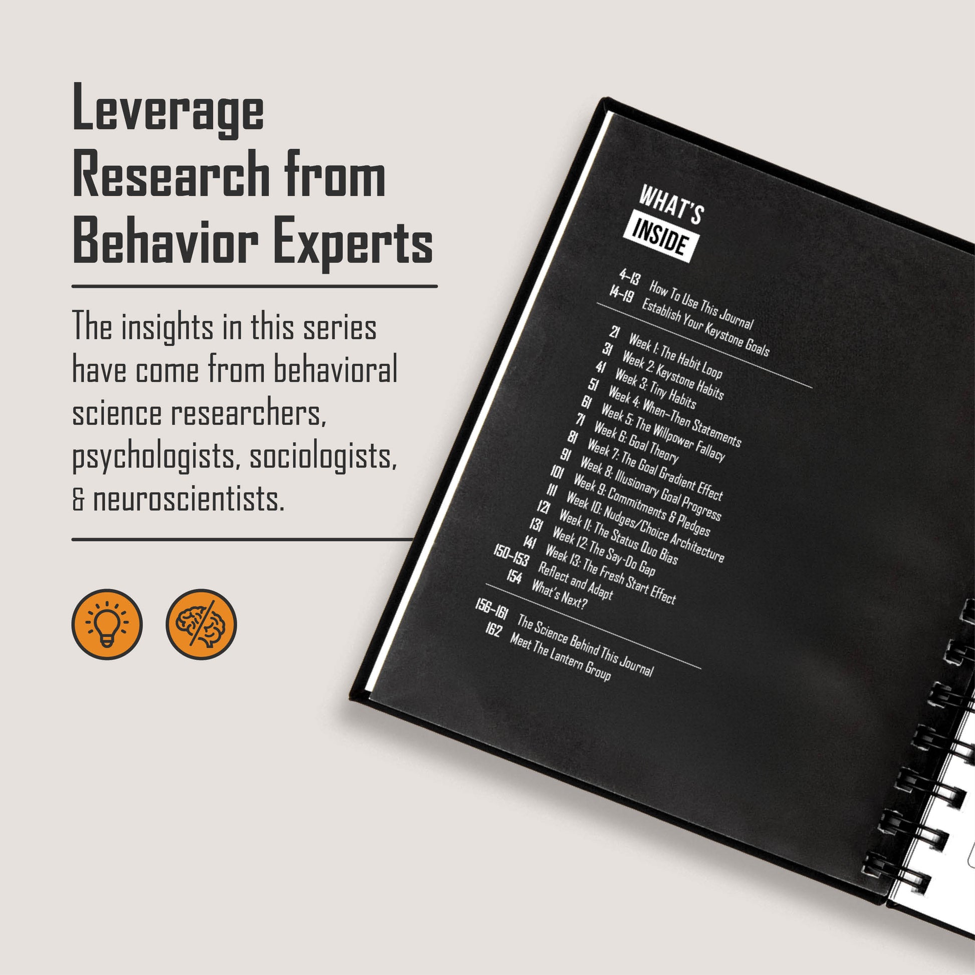 Daily productivity journal using behavioral science for building habits, focus, discipline, and achieving long-term goals.