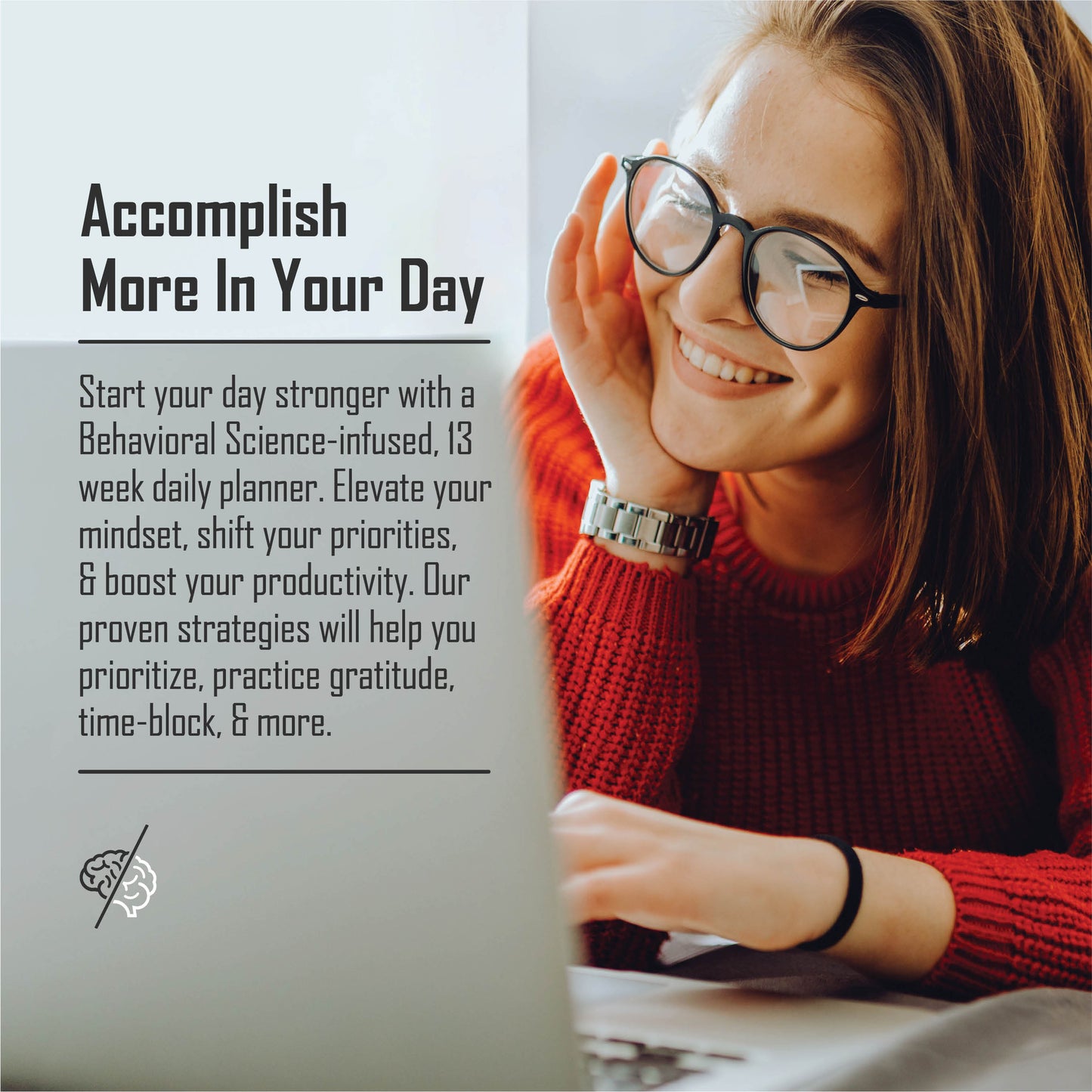 Daily planner incorporating priming theory, gratitude practice, and brain breaks for sustained focus and motivation