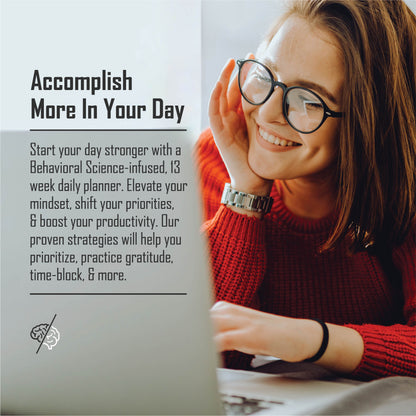 Daily planner incorporating priming theory, gratitude practice, and brain breaks for sustained focus and motivation