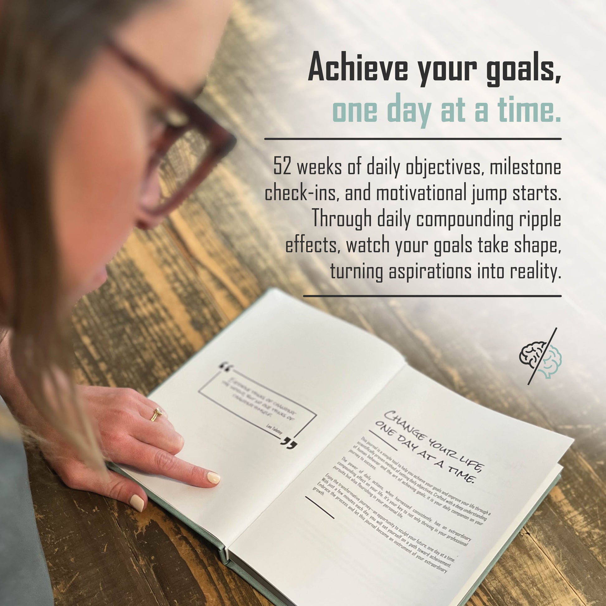 Daily action planner with weekly check-ins, inspirational quotes, and neuroscience-backed habit formation tools